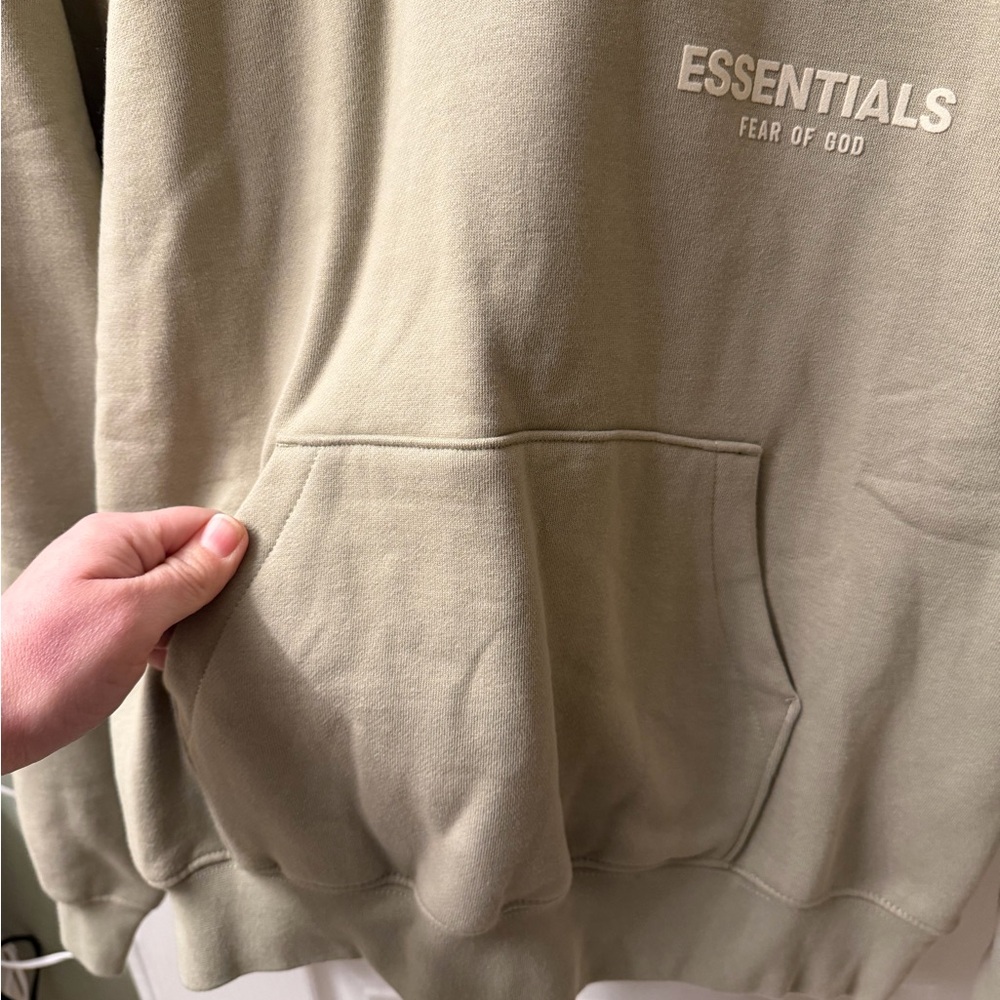 Essentials Fear of God Men's Light Sage Pullover Hoodie - Picture 3 of 10